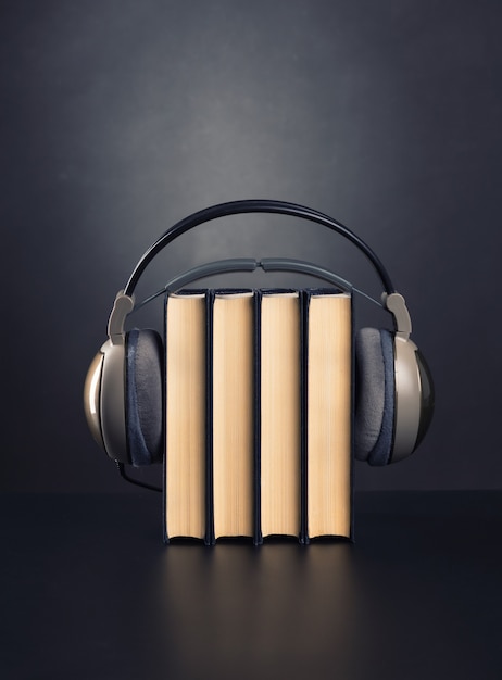 Books and headphones on it