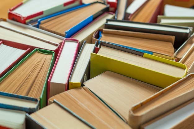 Books. Library. The concept of reading. Education. Top view. 