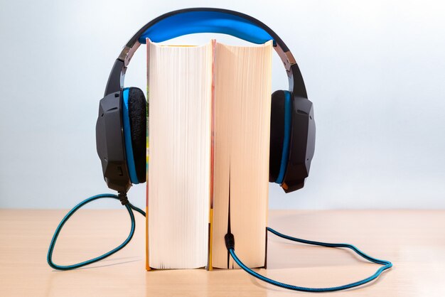 Books and modern headphones