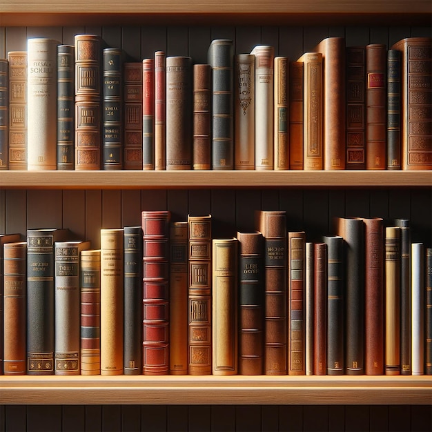 Photo books on the shelves a small library