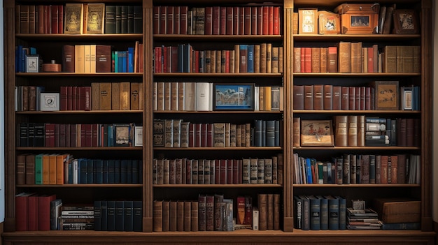 Books on the shelves