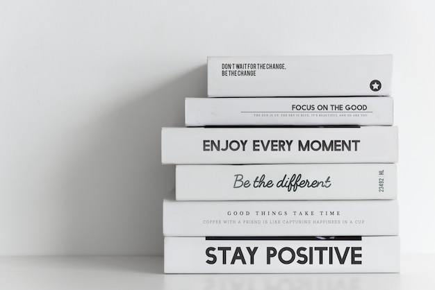 Books stack on white background