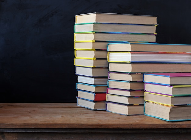 Books in stacks on the table