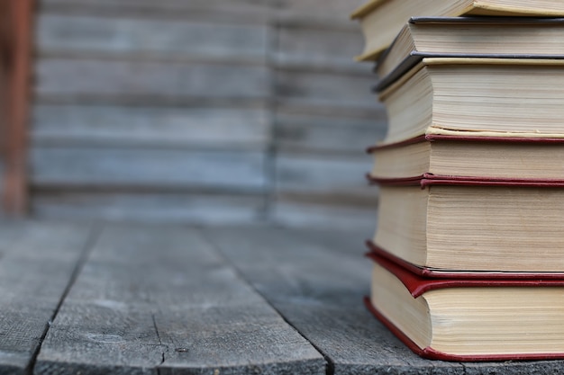 Books standing on a table