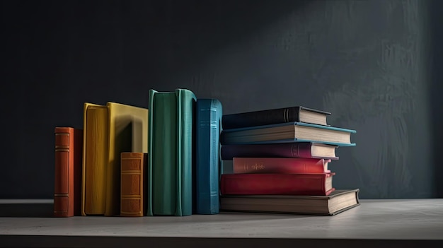 Books on Table Background