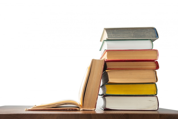 Books on table isolated 