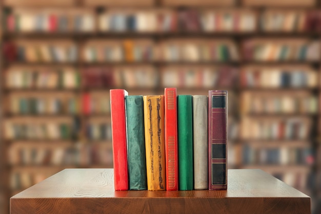 Books on the table in the library