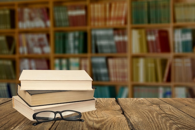 Books on table in library