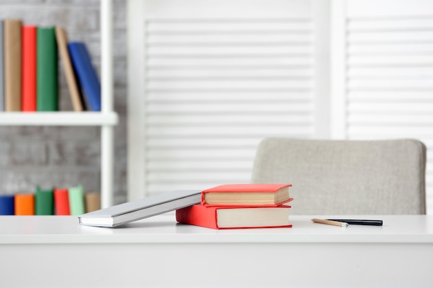 Books on table in room