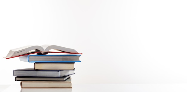 Books on white background