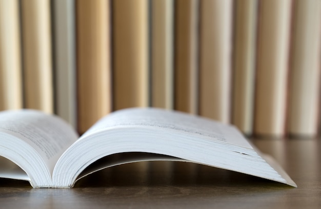 Books on a wooden background