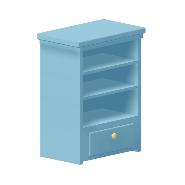 Bookshelf 3d render vector illustrations