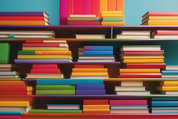 Foto scaffale di libri colorati sullo sfondo