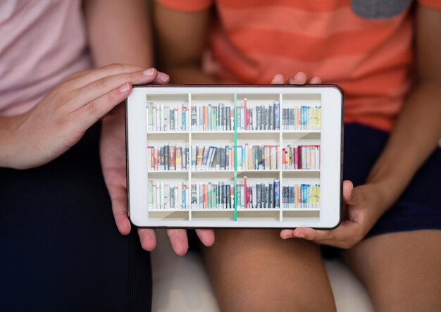 Bookshelf on tablet  screen