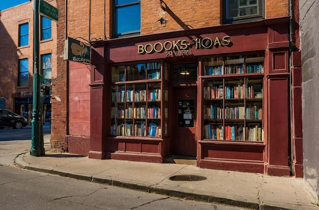 Photo bookstore in house on city street