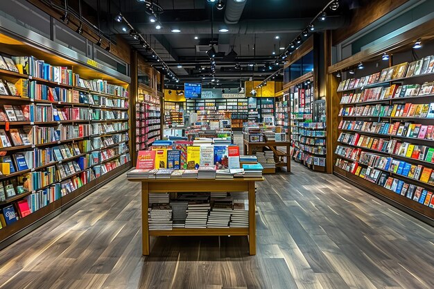 the bookstore with bookshelf full of books professional photography