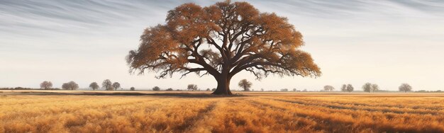 Foto boom in het midden van het veld