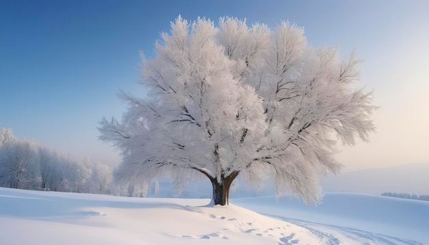 Boom onder de sneeuw Winterboom Sneeuwlandschap