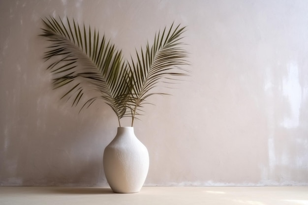 Boom palm beton zonlicht muur schaduwen decor ontwerp huis interieur huis vaas Generatieve AI