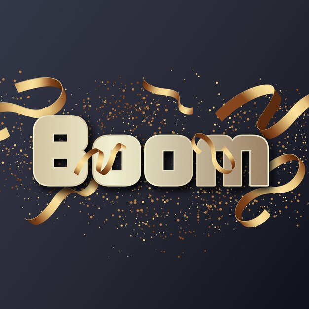 Boom Text effect Gold JPG attractive background card photo confetti