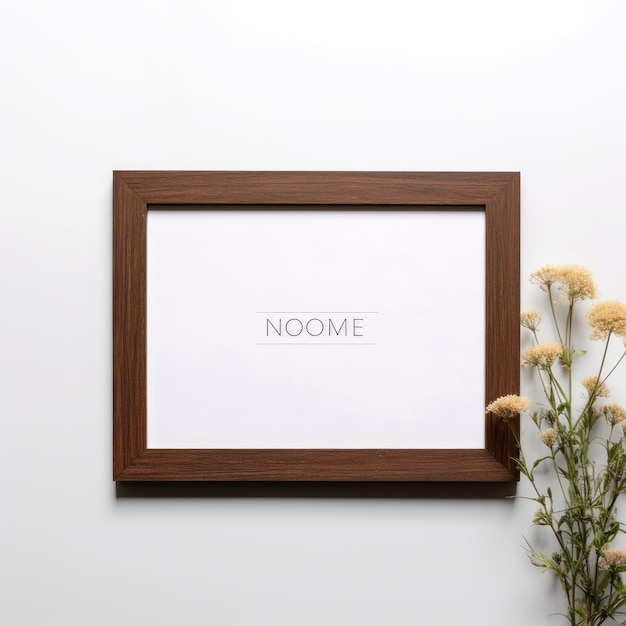 Boomen eenvoudig fotoram mockup horizontaal 43 verhouding houten frame in natuurlijk licht op een witte B