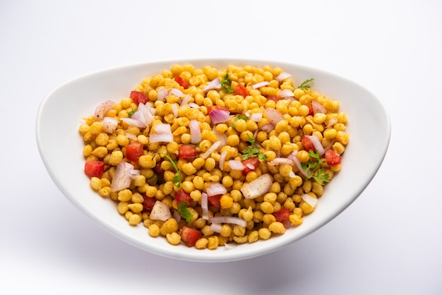 Boondi Chaat or Bundi Bhel, popular roadside snack item from India