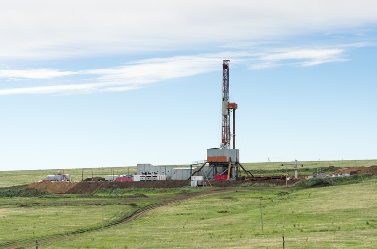 Boortoren in de steppe
