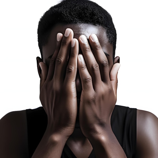 boos Afro-Amerikaanse man huilen geïsoleerd