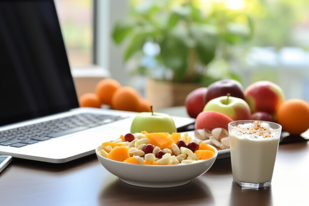Photo boost your productivity with a nourishing snack the perfect companion to your laptop ar 32