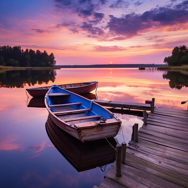 Boot in een zonsondergang