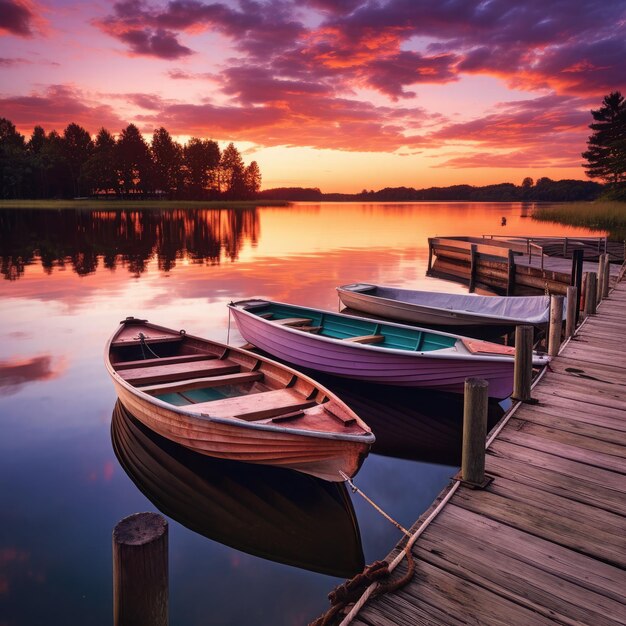 Boot in een zonsondergang