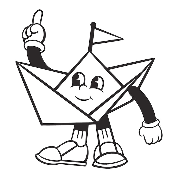 Boot personage png retro illustratie doorzichtige achtergrond