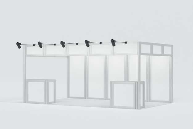 이벤트 전시회 전시장 3D 렌더링을 위한 부스 전시 스탠드 디스플레이 목업 디자인