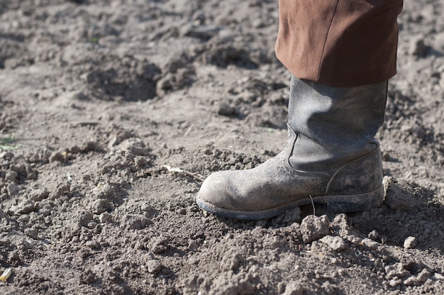 Boots on dry earth