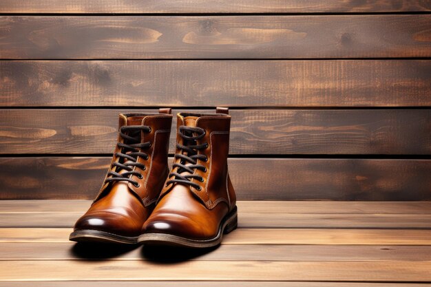 Boots for men on wood