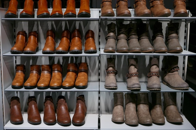 boots on rack in shop