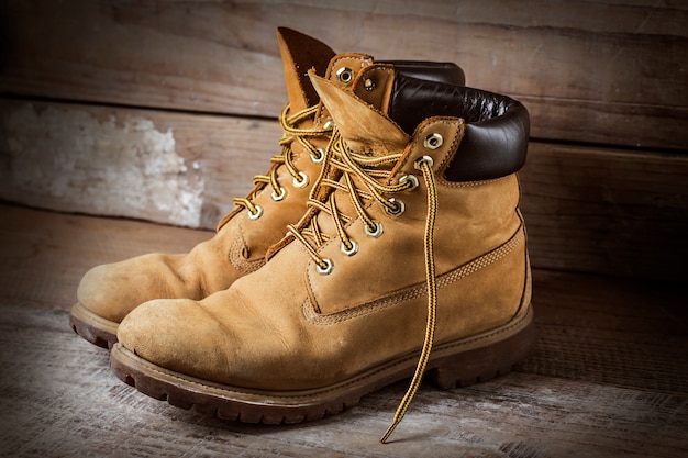 Boots on wooden floor