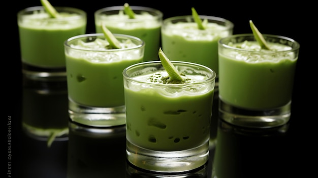 Boozy cold grasshopper shots cocktail