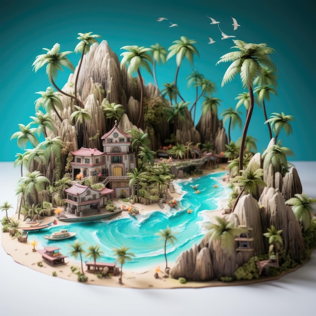Boracay Philippines with 3d craft and isolated background