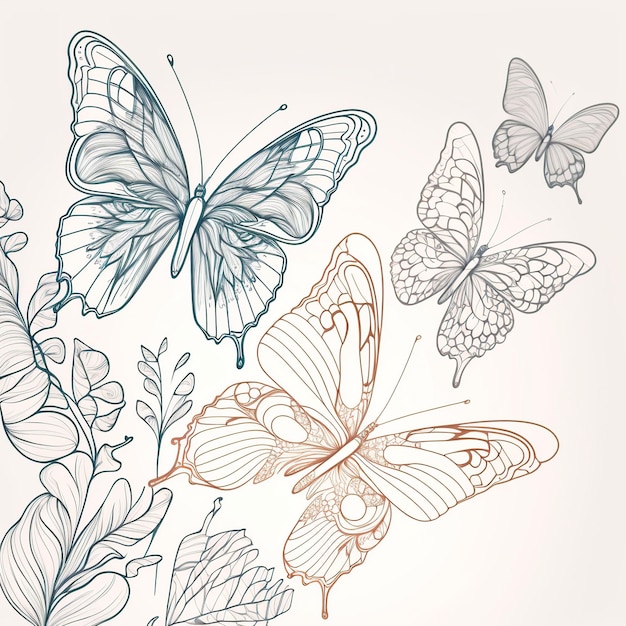 Photo borboleta desenho criado pela ia