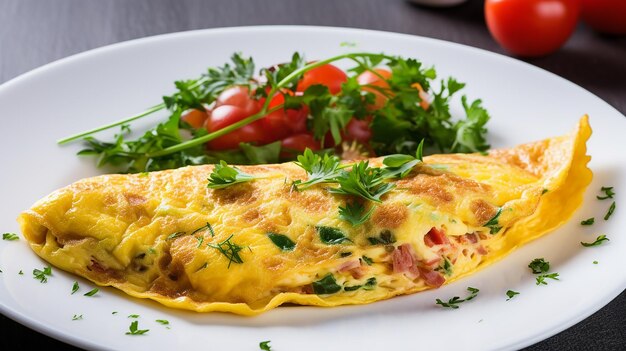 Bord ham en tomatenomelet met eieren