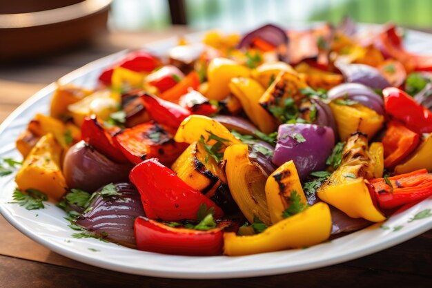 Foto bord met geroosterde groenten met kleurrijke paprika