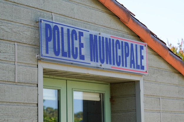 Bordeaux Aquitaine France 07 25 2022 Municipal police facade wall logo and text sign on entrance official building of mayor local police municipale