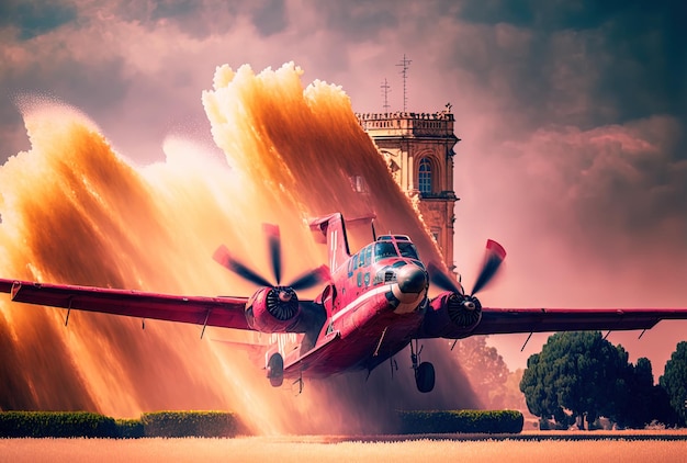 Bordeaux France May 25 2022 aerial firefighting using a water bomber