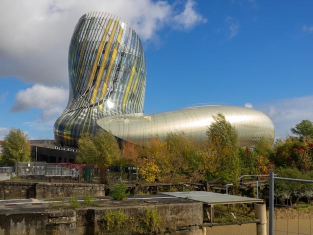 BORDEAUX FRANCE october 21 2021 La cite du vin the Wine museum of Bordeaux near to Garonne river Bordeaux Aquitaine France