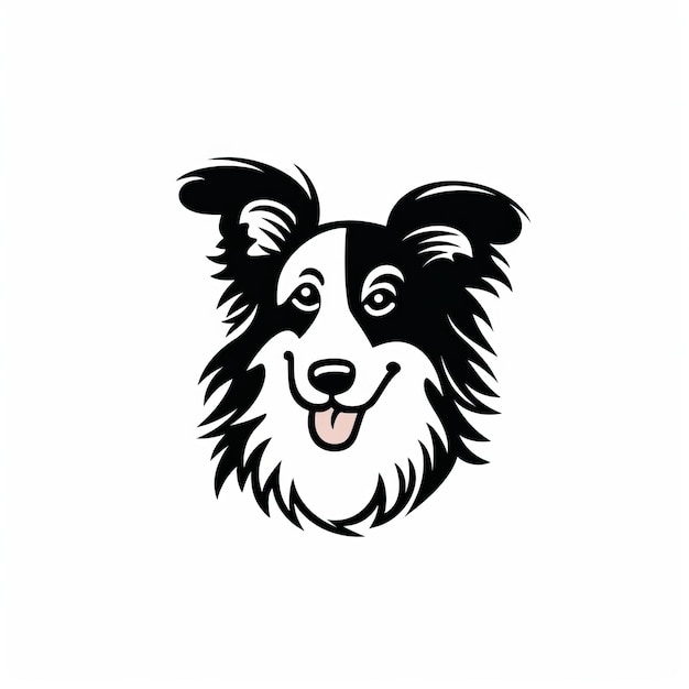 Photo border collie dog logo vector on white background