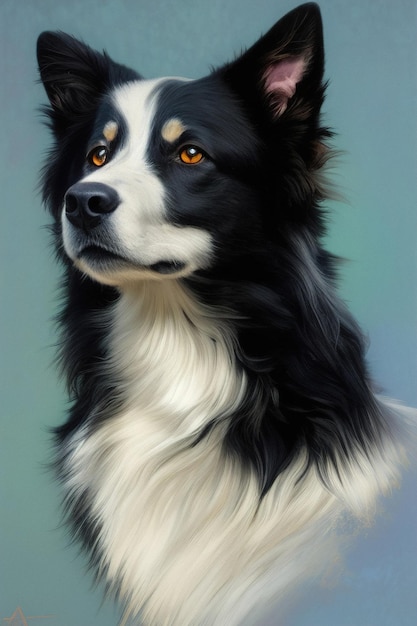 Border collie dog portrait illustration generative ai