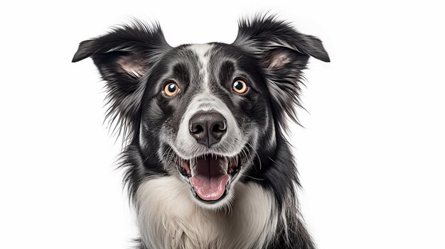 A border collie dog with a white background