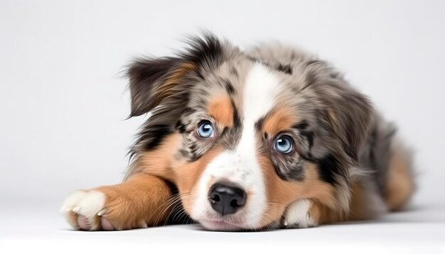 Border collie in front of white background generate ai