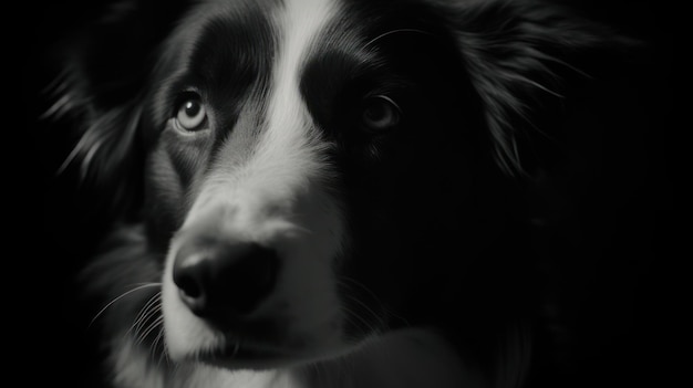 Border Collie its striking coat marked by stark black and white patterns